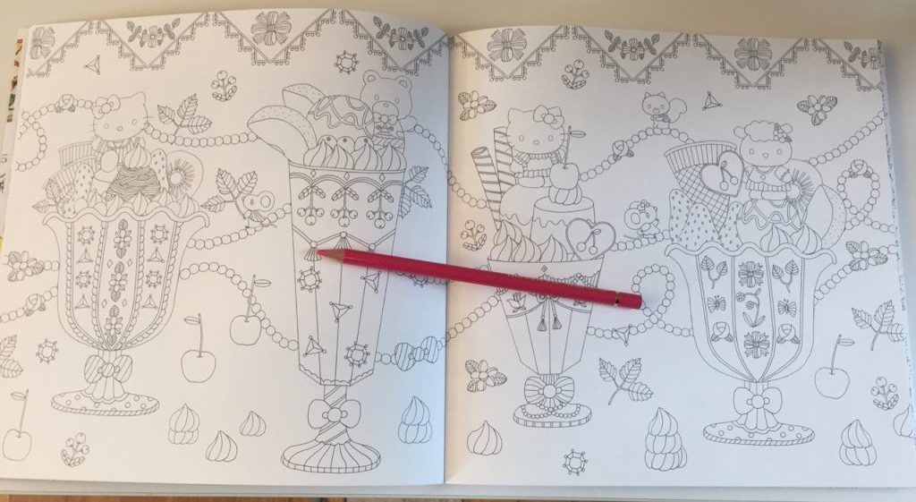 Hello Kitty in icecream sundaes doulbe page scene