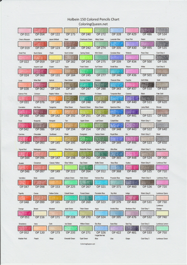 Holbein 150 pencil color swatch
