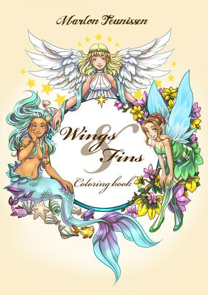 Wings and Fins coloring book cover