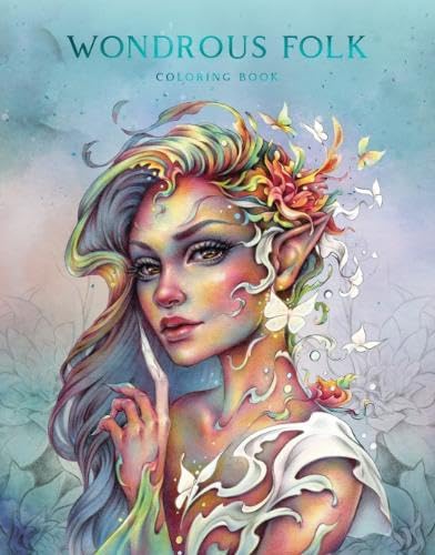 Wondrous Folk Coloring Book cover - textured with turquoise foiling